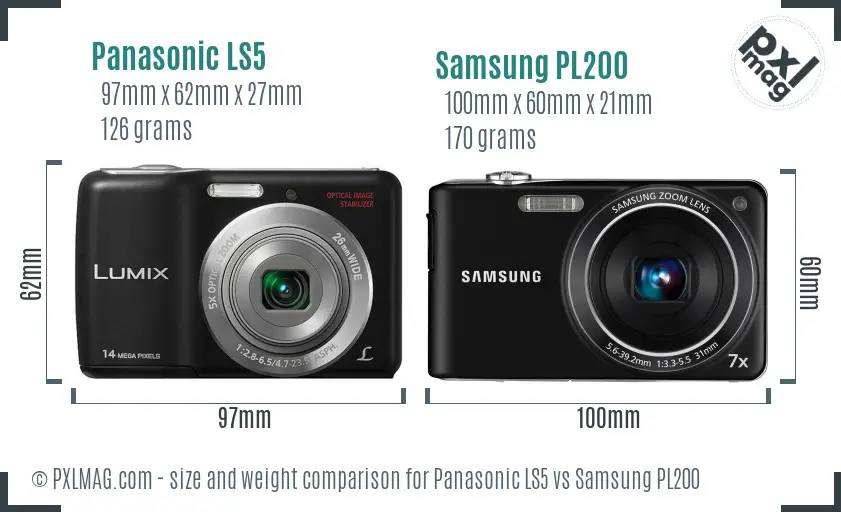 Panasonic LS5 vs Samsung PL200 size comparison