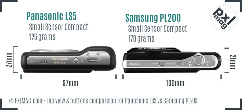 Panasonic LS5 vs Samsung PL200 top view buttons comparison