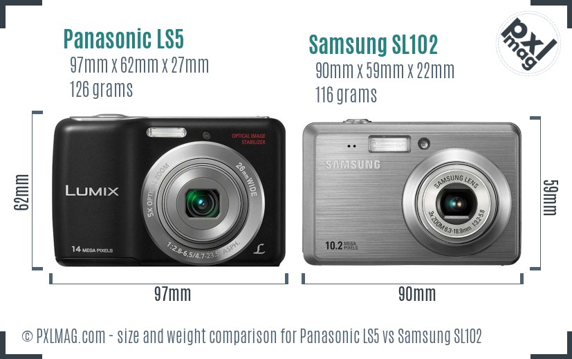 Panasonic LS5 vs Samsung SL102 size comparison