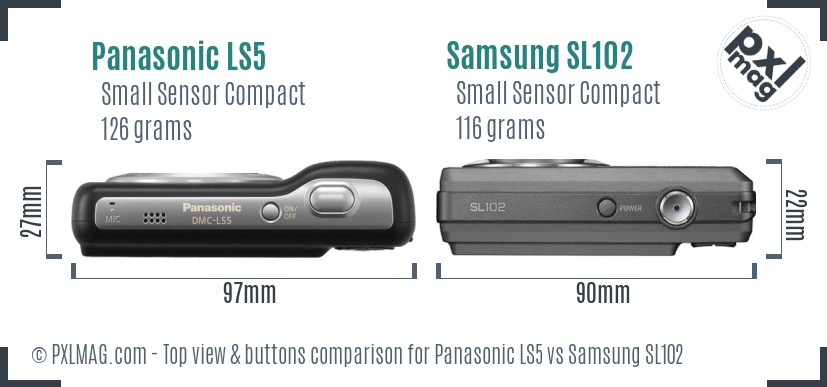 Panasonic LS5 vs Samsung SL102 top view buttons comparison