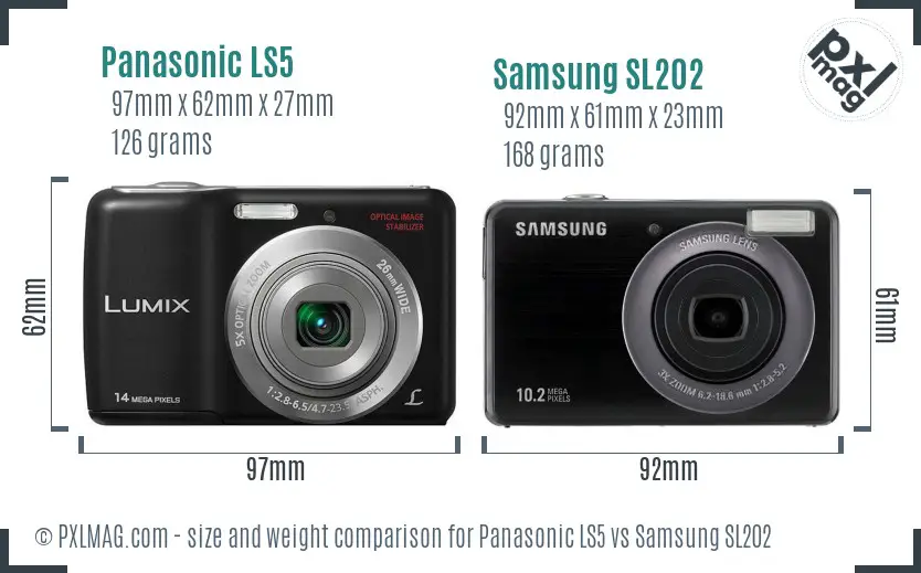 Panasonic LS5 vs Samsung SL202 size comparison