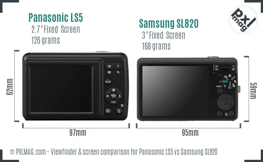 Panasonic LS5 vs Samsung SL820 Screen and Viewfinder comparison