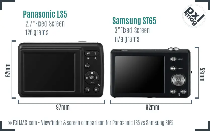Panasonic LS5 vs Samsung ST65 Screen and Viewfinder comparison