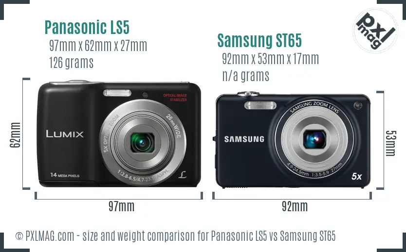 Panasonic LS5 vs Samsung ST65 size comparison