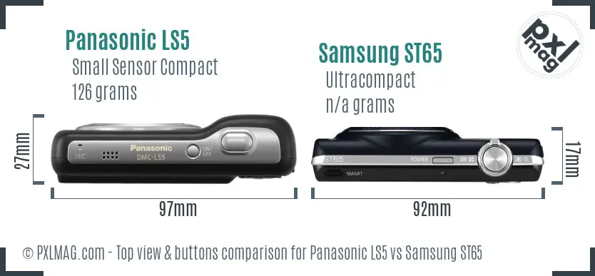 Panasonic LS5 vs Samsung ST65 top view buttons comparison
