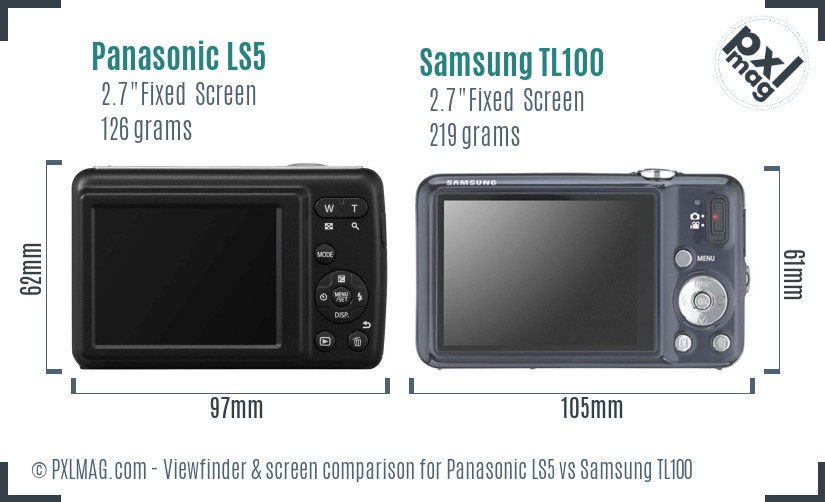 Panasonic LS5 vs Samsung TL100 Screen and Viewfinder comparison