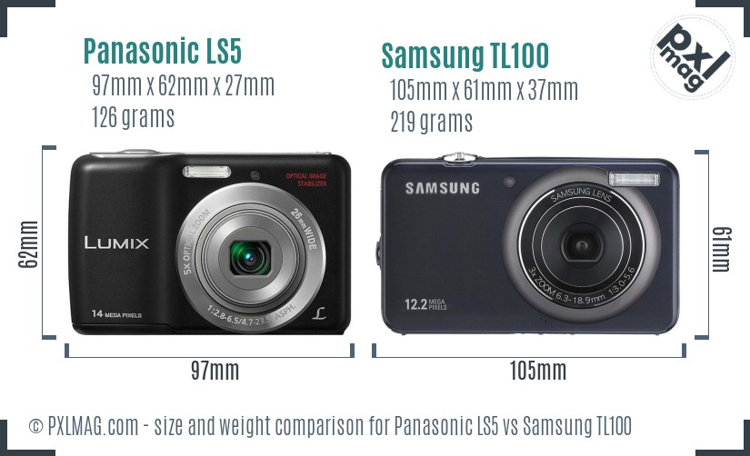 Panasonic LS5 vs Samsung TL100 size comparison