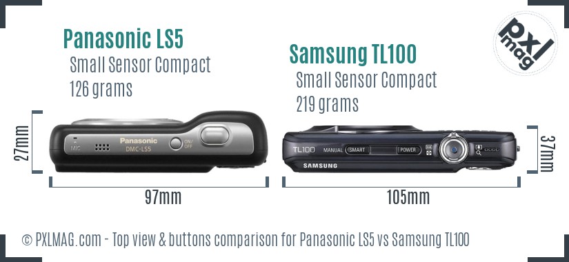 Panasonic LS5 vs Samsung TL100 top view buttons comparison