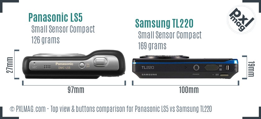 Panasonic LS5 vs Samsung TL220 top view buttons comparison