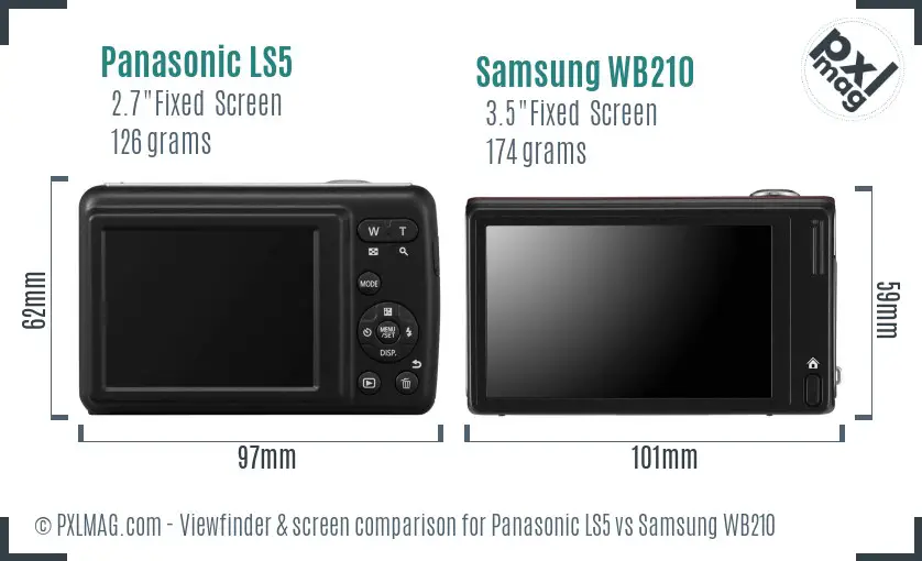 Panasonic LS5 vs Samsung WB210 Screen and Viewfinder comparison