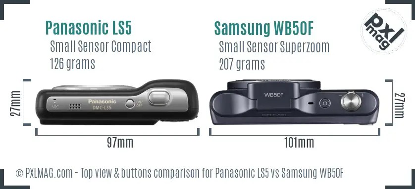 Panasonic LS5 vs Samsung WB50F top view buttons comparison