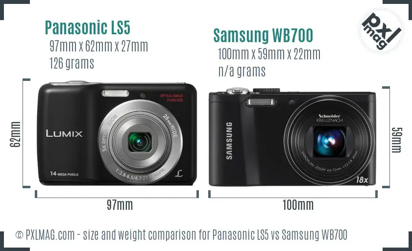 Panasonic LS5 vs Samsung WB700 size comparison