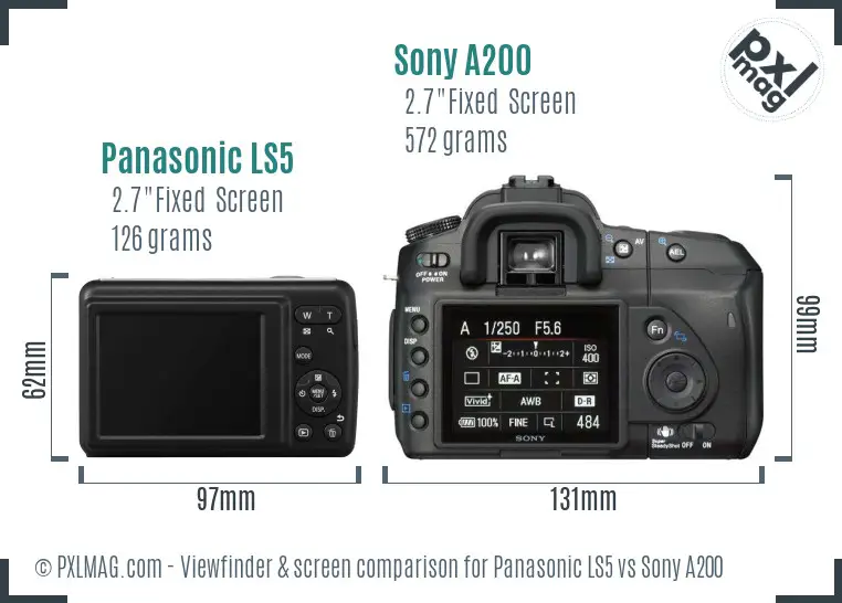 Panasonic LS5 vs Sony A200 Screen and Viewfinder comparison