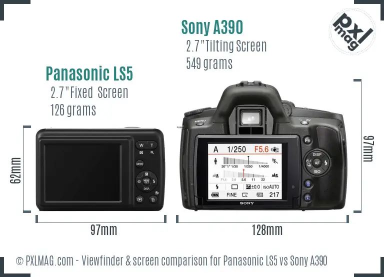 Panasonic LS5 vs Sony A390 Screen and Viewfinder comparison Panasonic LS5 vs Sony A390 Screen and Viewfinder comparison