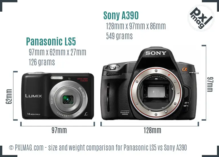 Panasonic LS5 vs Sony A390 size comparison Panasonic LS5 vs Sony A390 size comparison