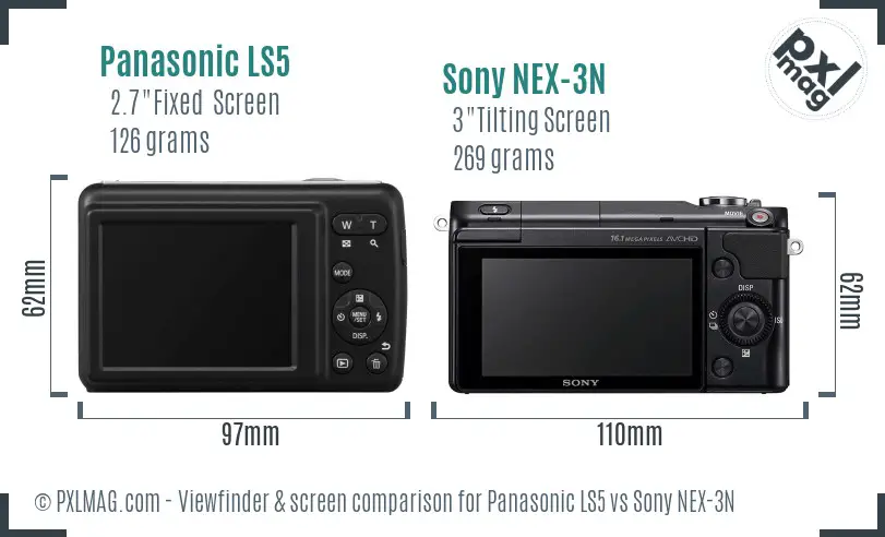 Panasonic LS5 vs Sony NEX-3N Screen and Viewfinder comparison