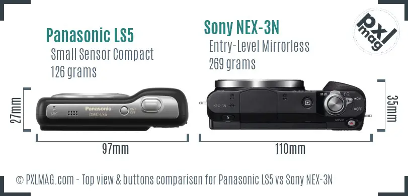 Panasonic LS5 vs Sony NEX-3N top view buttons comparison