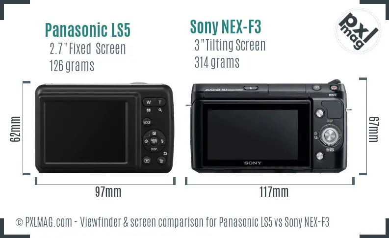 Panasonic LS5 vs Sony NEX-F3 Screen and Viewfinder comparison