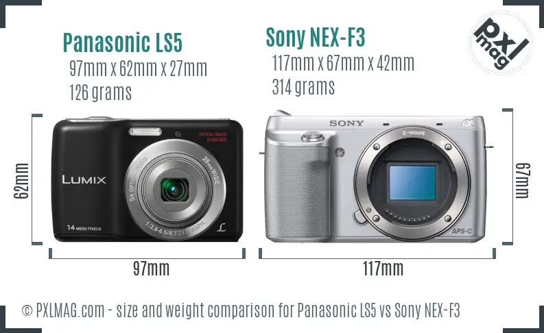 Panasonic LS5 vs Sony NEX-F3 size comparison