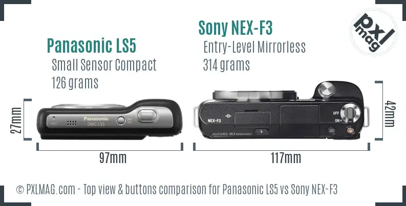 Panasonic LS5 vs Sony NEX-F3 top view buttons comparison