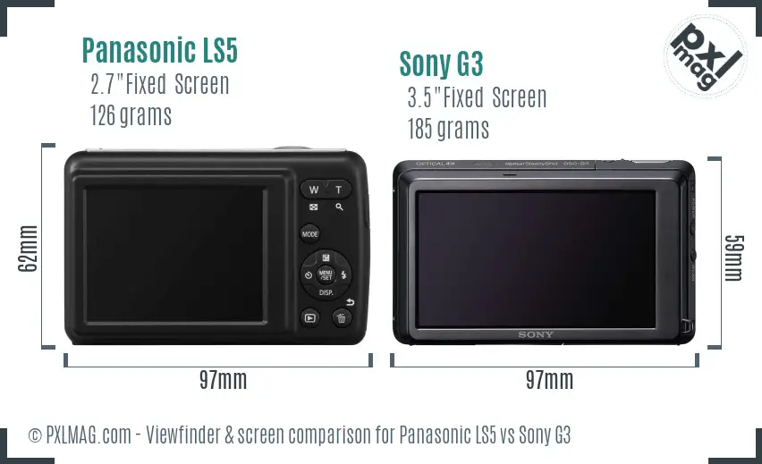Panasonic LS5 vs Sony G3 Screen and Viewfinder comparison