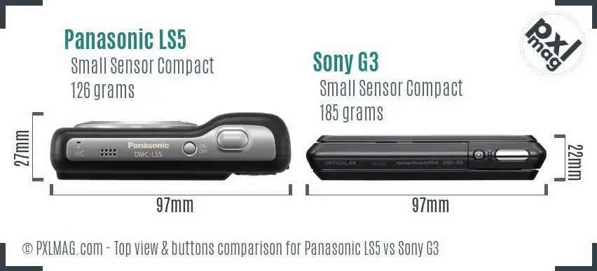 Panasonic LS5 vs Sony G3 top view buttons comparison