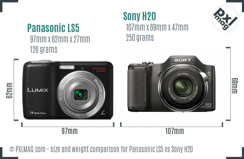 Panasonic LS5 vs Sony H20 size comparison