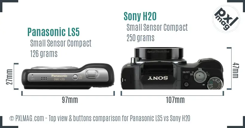 Panasonic LS5 vs Sony H20 top view buttons comparison