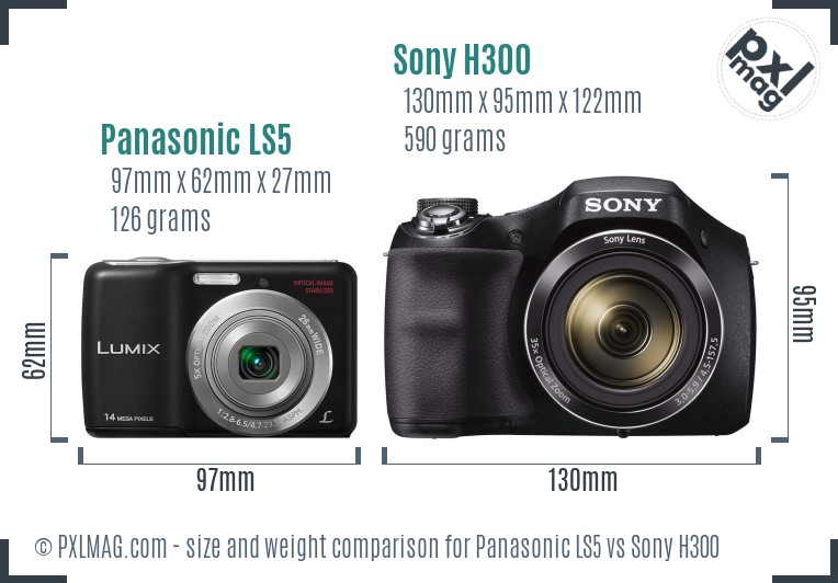 Panasonic LS5 vs Sony H300 size comparison Panasonic LS5 vs Sony H300 size comparison