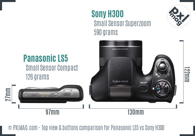 Panasonic LS5 vs Sony H300 top view buttons comparison