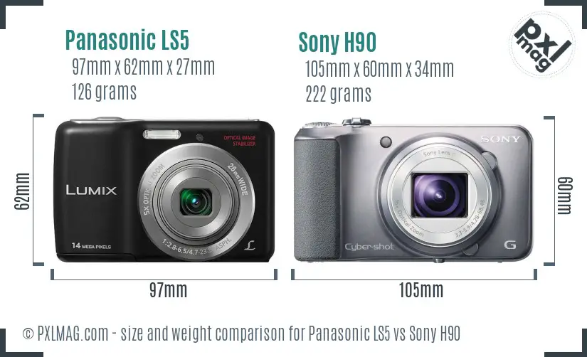 Panasonic LS5 vs Sony H90 size comparison