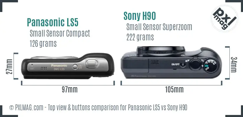 Panasonic LS5 vs Sony H90 top view buttons comparison