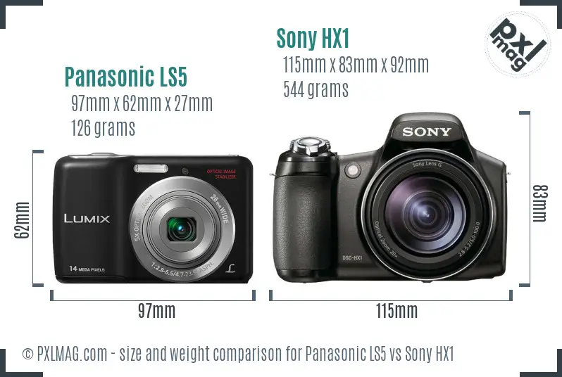Panasonic LS5 vs Sony HX1 size comparison Panasonic LS5 vs Sony HX1 size comparison