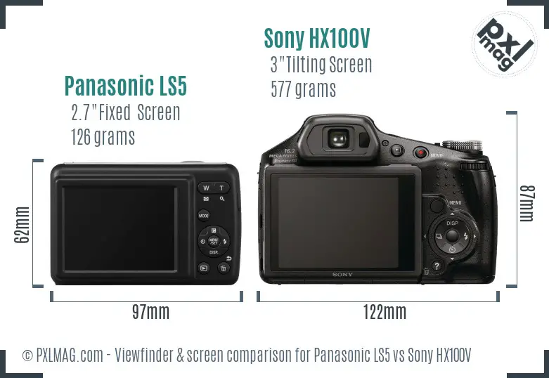 Panasonic LS5 vs Sony HX100V Screen and Viewfinder comparison