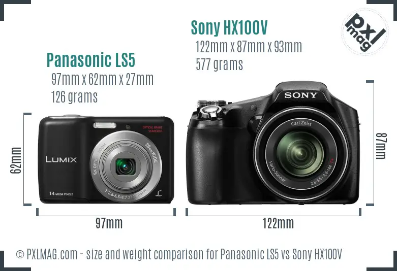 Panasonic LS5 vs Sony HX100V size comparison