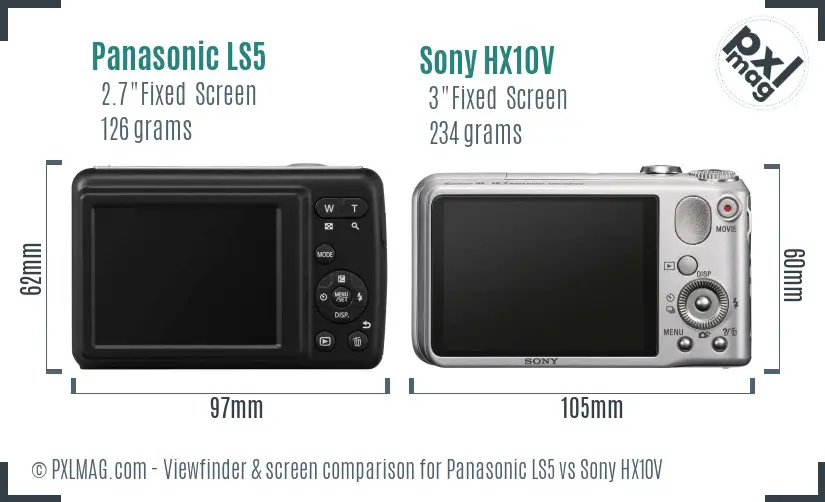 Panasonic LS5 vs Sony HX10V Screen and Viewfinder comparison