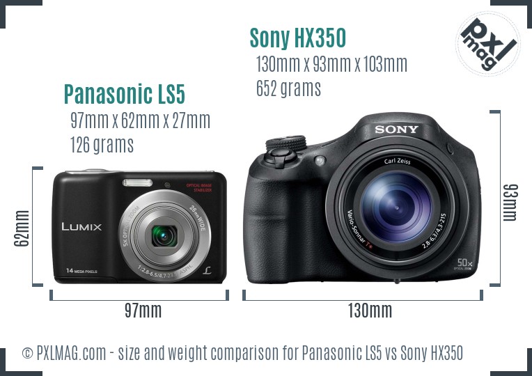 Panasonic LS5 vs Sony HX350 size comparison