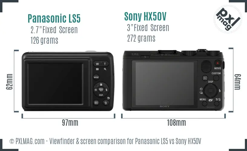 Panasonic LS5 vs Sony HX50V Screen and Viewfinder comparison Panasonic LS5 vs Sony HX50V Screen and Viewfinder comparison