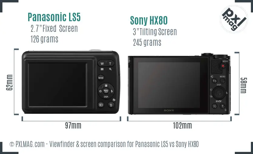 Panasonic LS5 vs Sony HX80 Screen and Viewfinder comparison