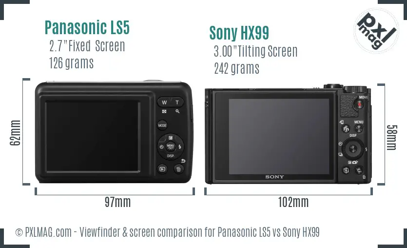 Panasonic LS5 vs Sony HX99 Screen and Viewfinder comparison