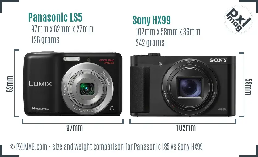 Panasonic LS5 vs Sony HX99 size comparison
