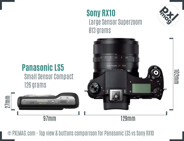Panasonic LS5 vs Sony RX10 top view buttons comparison