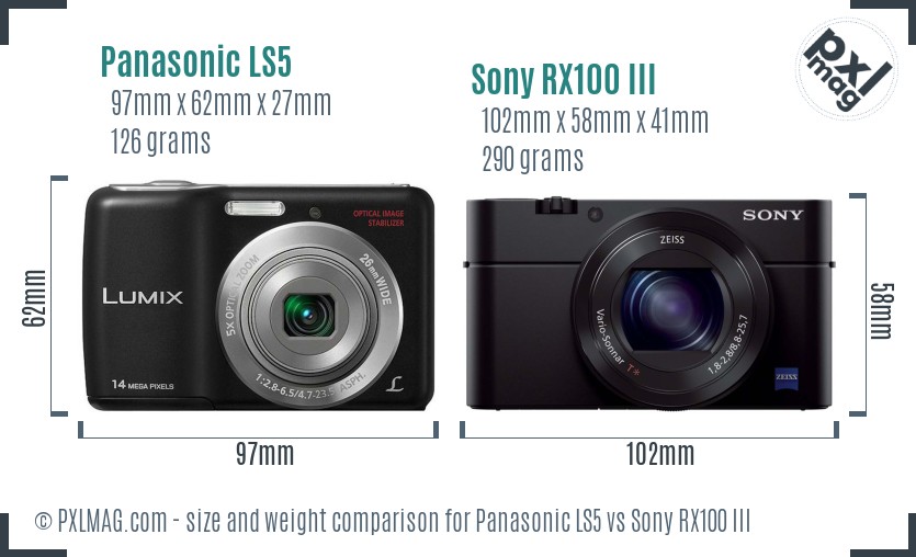 Panasonic LS5 vs Sony RX100 III size comparison Panasonic LS5 vs Sony RX100 III size comparison