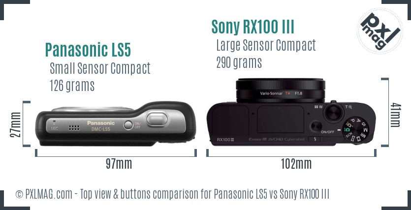 Panasonic LS5 vs Sony RX100 III top view buttons comparison