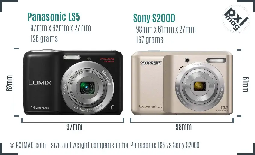 Panasonic LS5 vs Sony S2000 size comparison