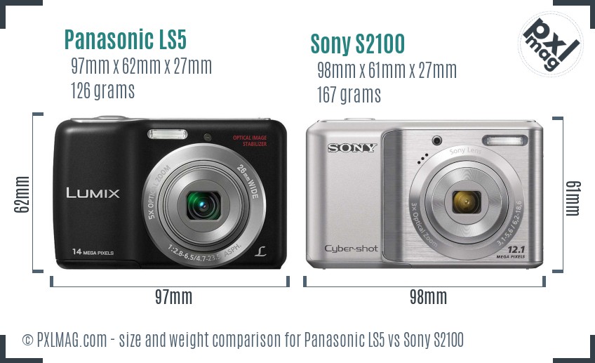 Panasonic LS5 vs Sony S2100 size comparison