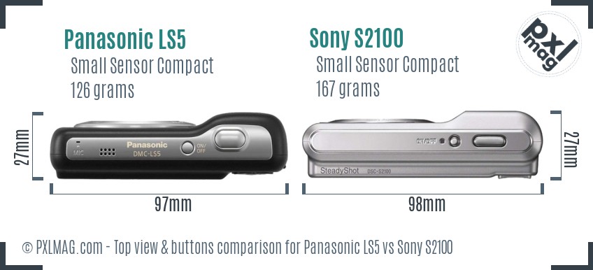 Panasonic LS5 vs Sony S2100 top view buttons comparison