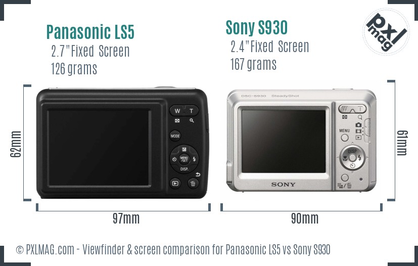 Panasonic LS5 vs Sony S930 Screen and Viewfinder comparison