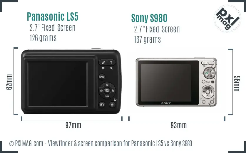 Panasonic LS5 vs Sony S980 Screen and Viewfinder comparison