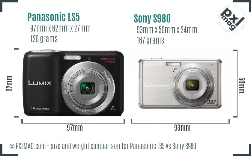 Panasonic LS5 vs Sony S980 size comparison